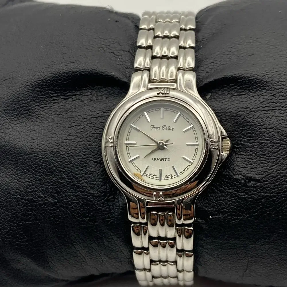 Elegant Fred Belay Ladies Silver Tone Stainless Steel Watch New Battery